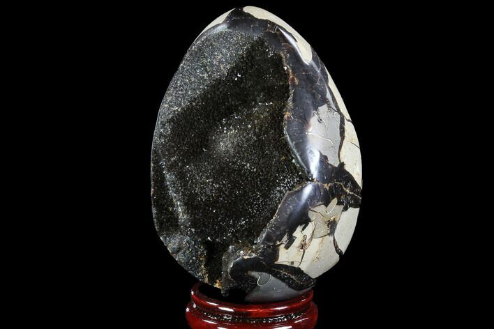 Septarian Dragon Egg Geode - Black Crystals #88335